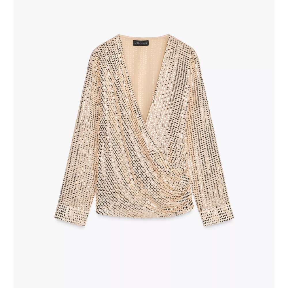 Zara Sequin Wrap Blouse